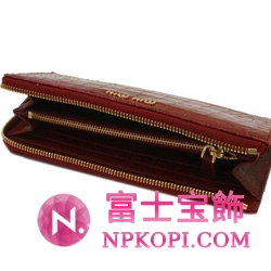 ミュウミュウ MIU MIU ラウンドファスナー式長財布 サイフ 財布 さいふ レッド 5M1183-ST-COCCO-LUX-RUBINO